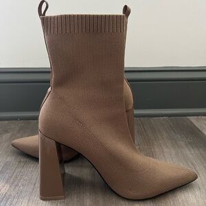 ZARA Knit Ankle Boots with Block Heel